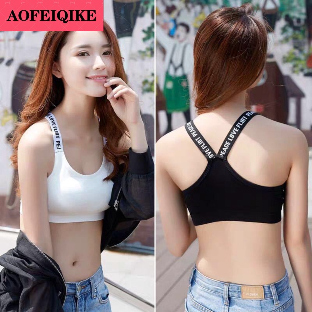 Underwire Bra Padded - 40-65 キロセクシーなブラトップ女性スポーツブラ手紙ストラップジムヨガ女性パッドスポーツウェアタンクトップスポーツプッシュアップ Bralette