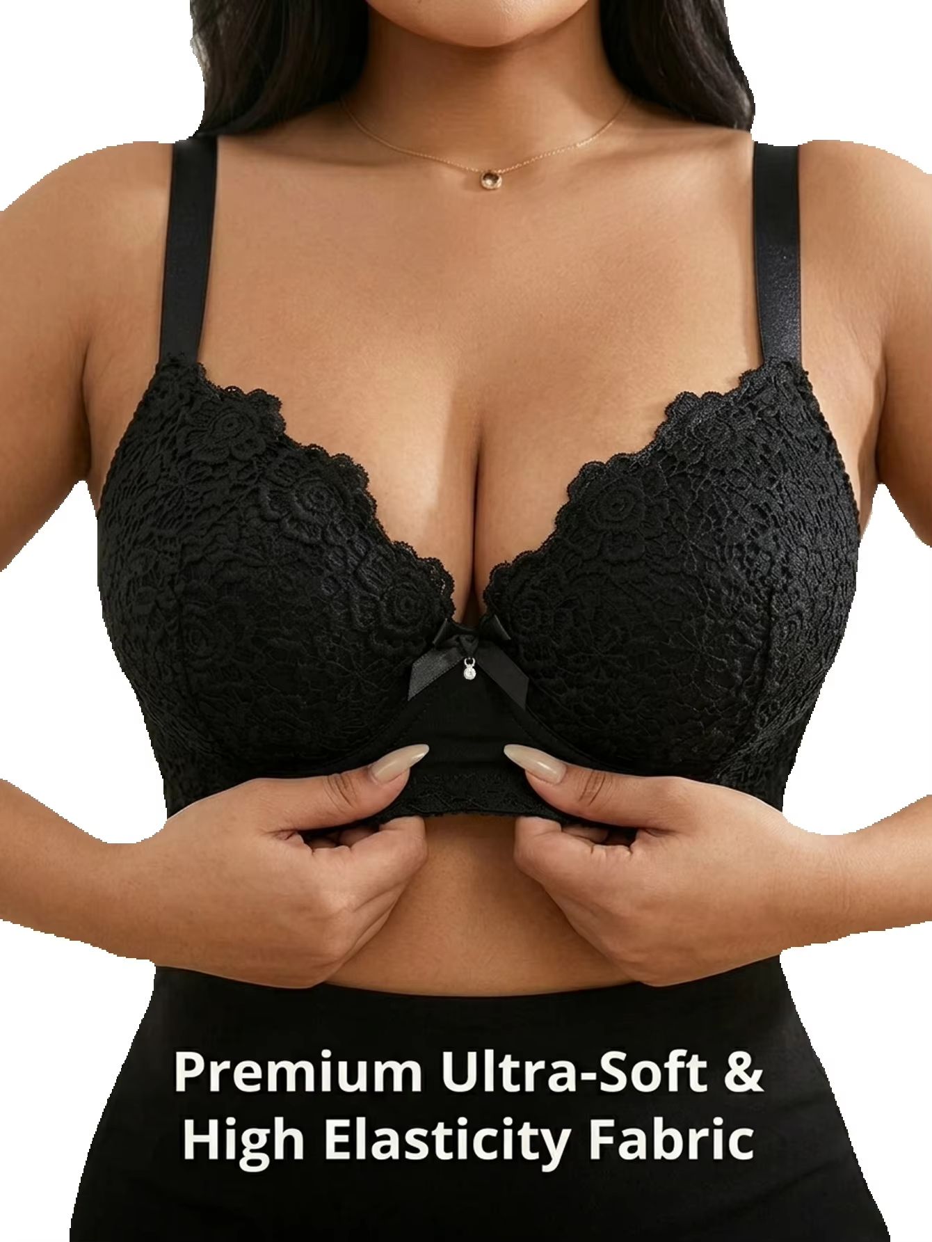 Underwire Bra Padded - 女性用プラスサイズ花柄プッシュアップブラ、アンダーワイヤー入り、サイドサポート、垂れ防止、幅広調整可能ストラップ、フルカップブラジャー