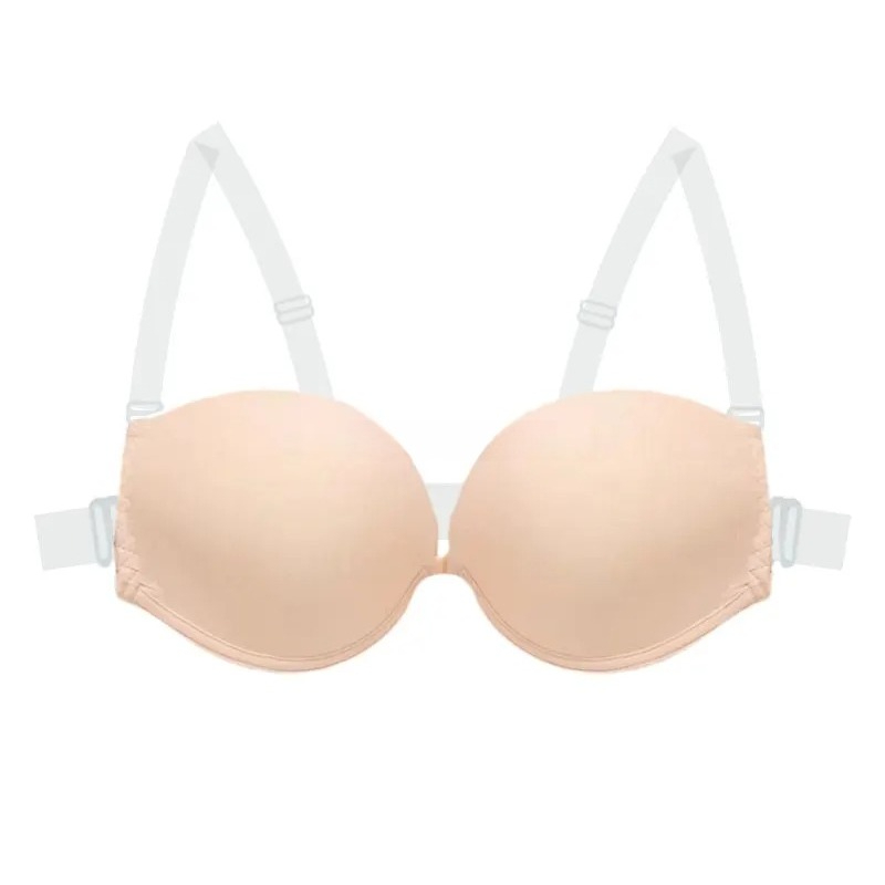 Convertible Bra Multiway - マルチウェイバックレスブラプッシュアップ - 取り外し可能な透明ストラップ付きの目に見えないブラレット、ブライダル、イブニングウェア、セクシーランジェリーに最適