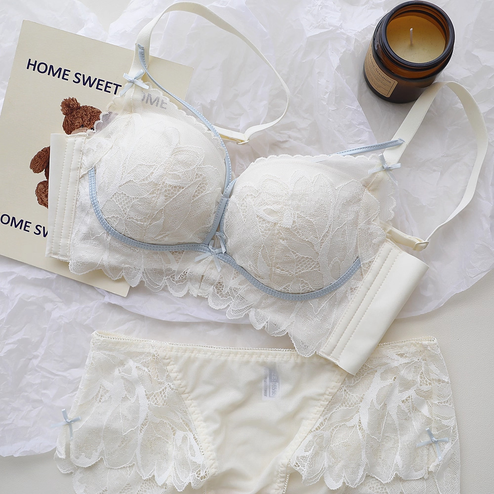Underwire Bra Padded - フランスのバックガーデンランジェリー、女性用小胸用ギャザーレースセクシーブラ、アンチサグサポート付きワイヤー入りブラ