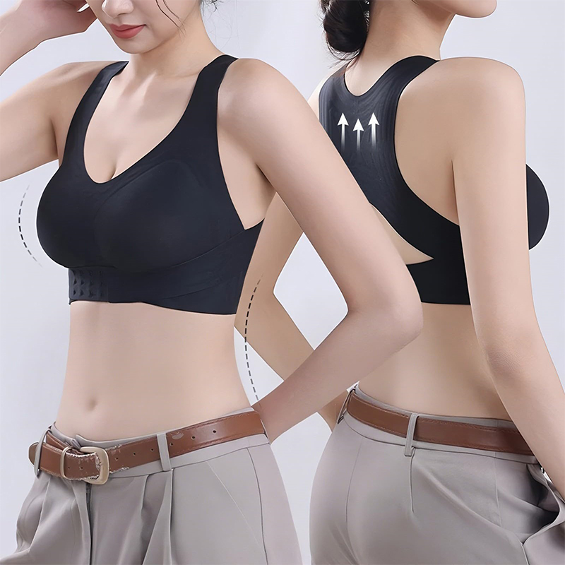 Cotton Bra Everyday - 姿勢矯正ブラジャー女性用フロントクロージャークロスバックワイヤレス姿勢矯正ブラジャーシームレスフルカバレッジサポートプッシュアップブラレット