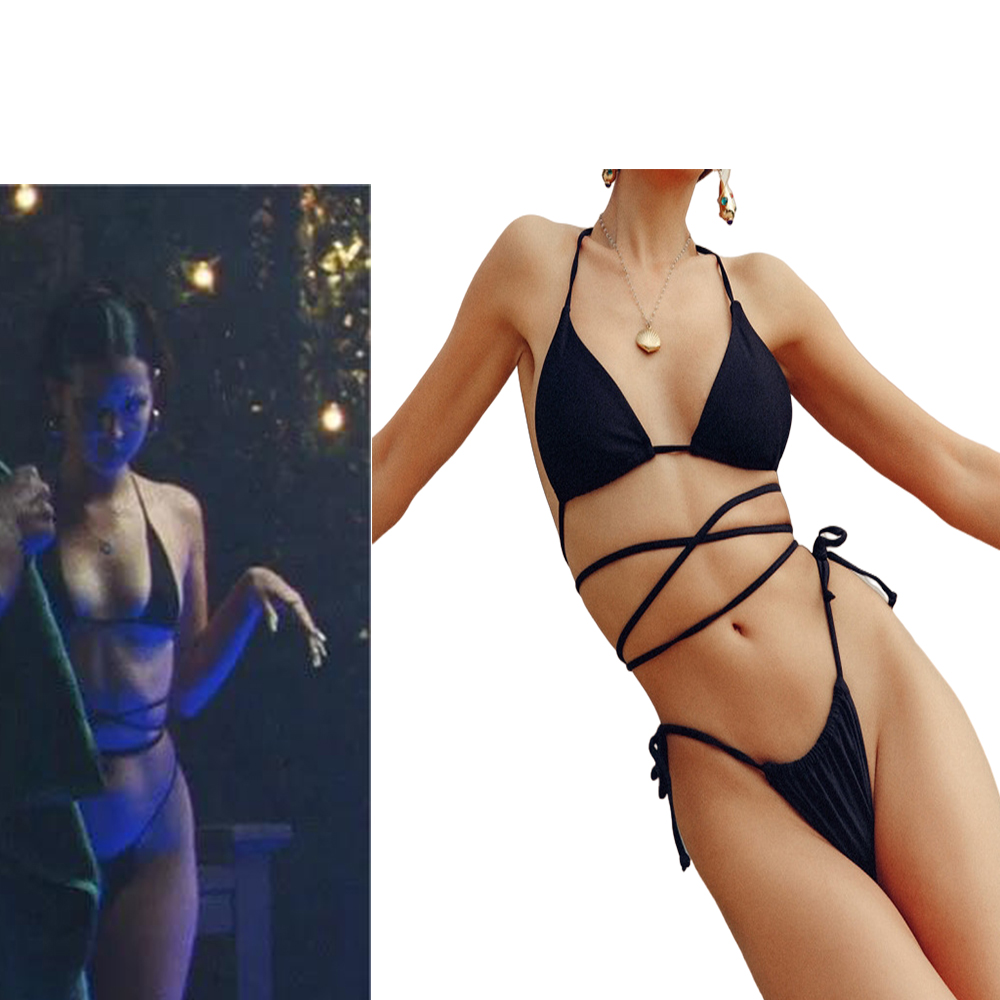 Lace Bralette Set - Euphoria-女性用コスプレビキニ,黒のホルターネックライン付きのセクシーなレース水着,ハロウィーンパーティー用の包帯セット