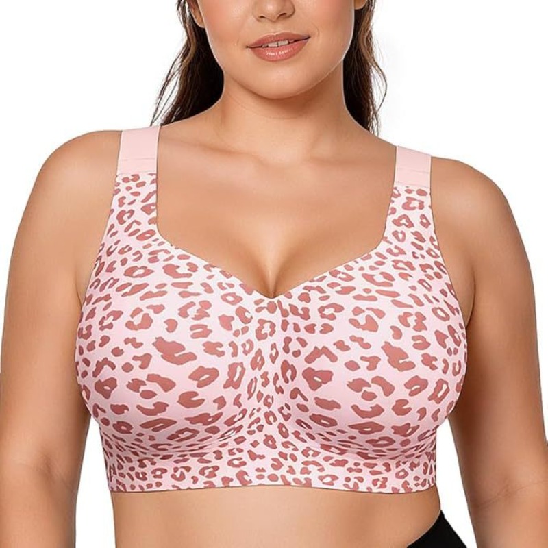 Underwire Bra Padded - レオパード柄ゼリーブラ ノンワイヤー プッシュアップ ワイヤレスブラ シームレスリフトブラ フルカバーブラレット