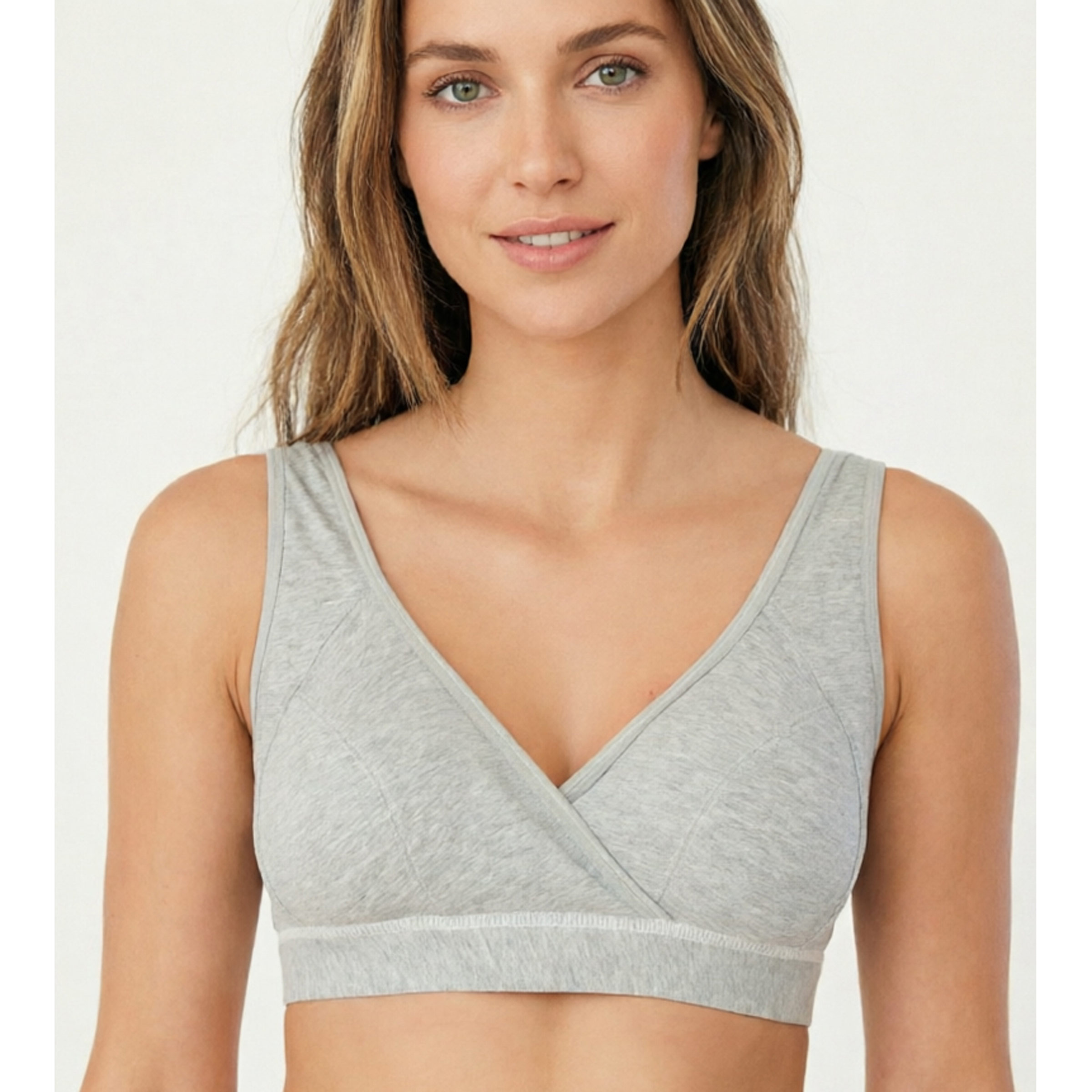 Nursing Bra Clip - 快適なマタニティ授乳ブラ ワイヤレス通気性コットン クロスオーバーブラ 妊娠中授乳用ラウンジブラ
