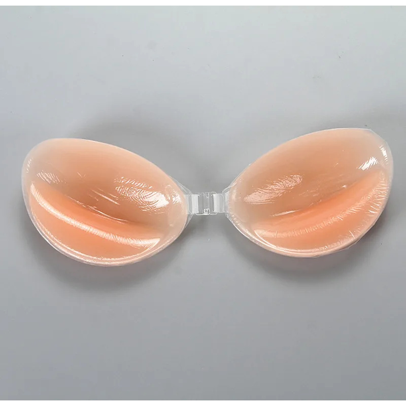 Backless Bra Sticky - NuBra シリコンブラ 女性用 - 粘着式バックレスストラップレスプッシュアップブラ、フロントクロージャー付き目に見えない粘着ジェルパッド