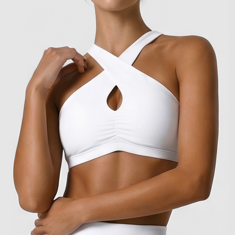 Sports Bra Racerback - 女性ソフトスポーツ下着無地高衝撃ジムヨガブラ通気性速乾フィットネスクロップトップ女性トレーニング服