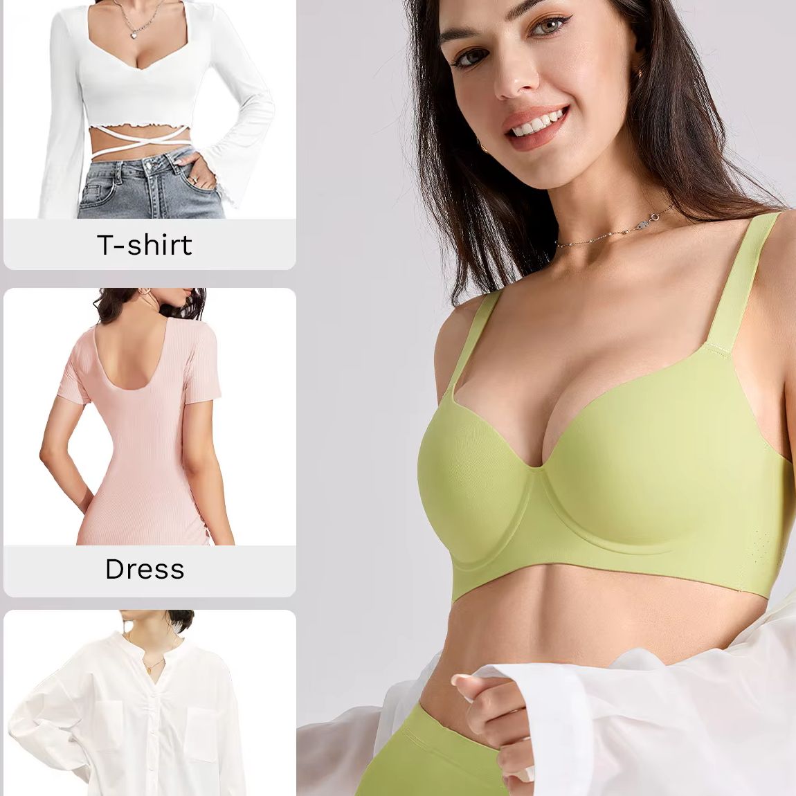 Convertible Bra Multiway - 新しい女性用美しいセクシーな普段使いブラ、マルチウェイストラップ、薄型プッシュアップ3/4カップブラ、ワイヤー入りパッド入りシームレスブラ