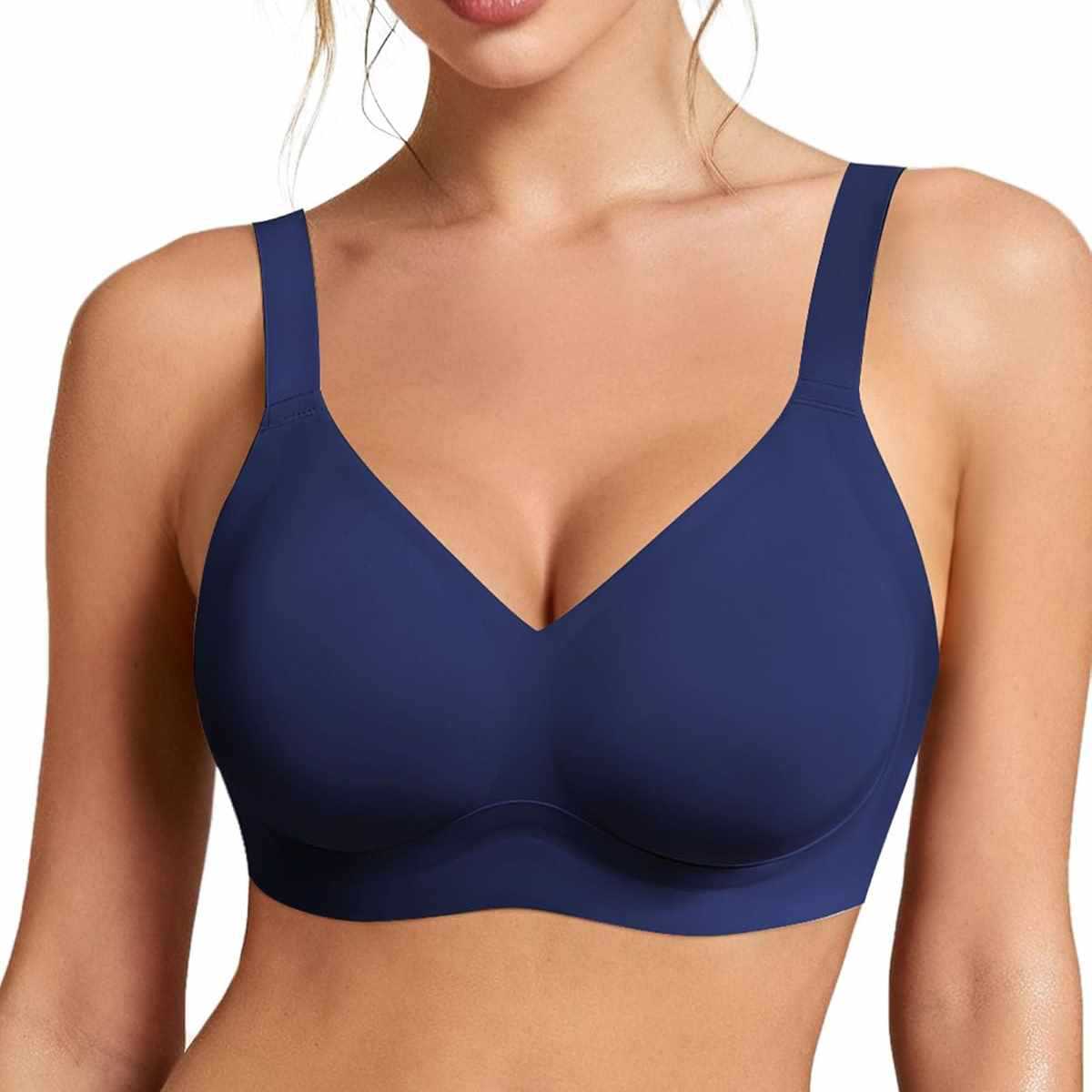 Wirefree Bra Comfort - レディースシームレスワイヤレスブラ、ソフトサポート薄型モールドフルカップブラ、通気性と快適性を備えたデイリープッシュアップブラ