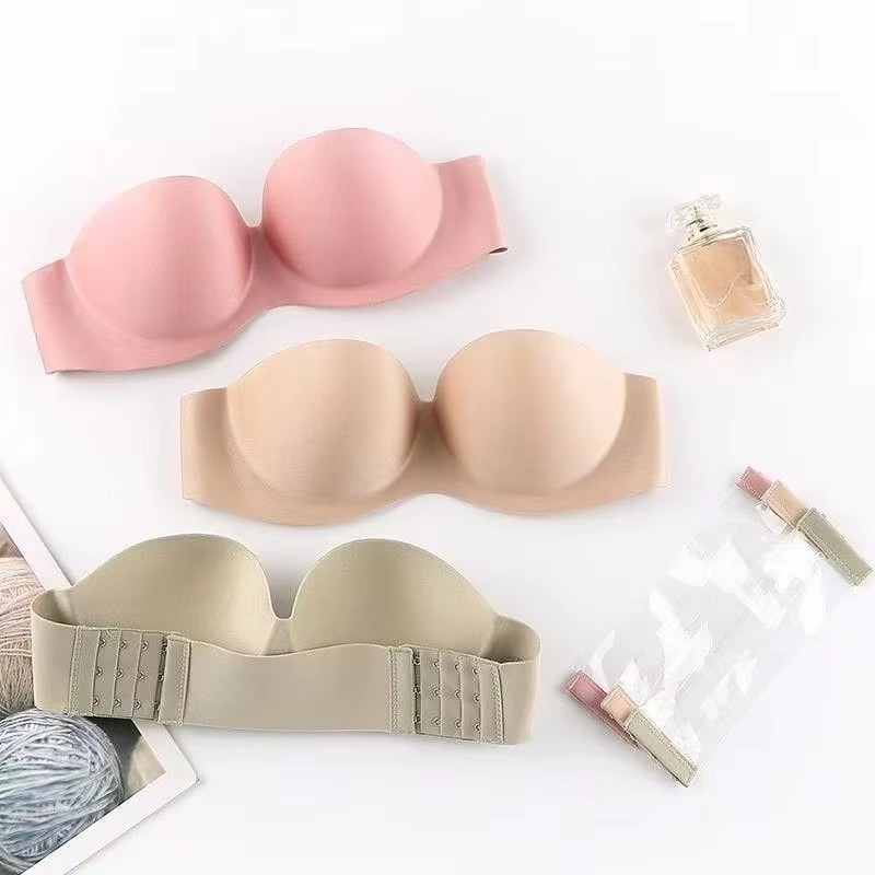 Underwire Bra Padded - 女性のセクシーなストラップレスプッシュアップパッド入りブラジャー、ストラップなしのシームレスな目に見えないブラレットランジェリー、女性用下着