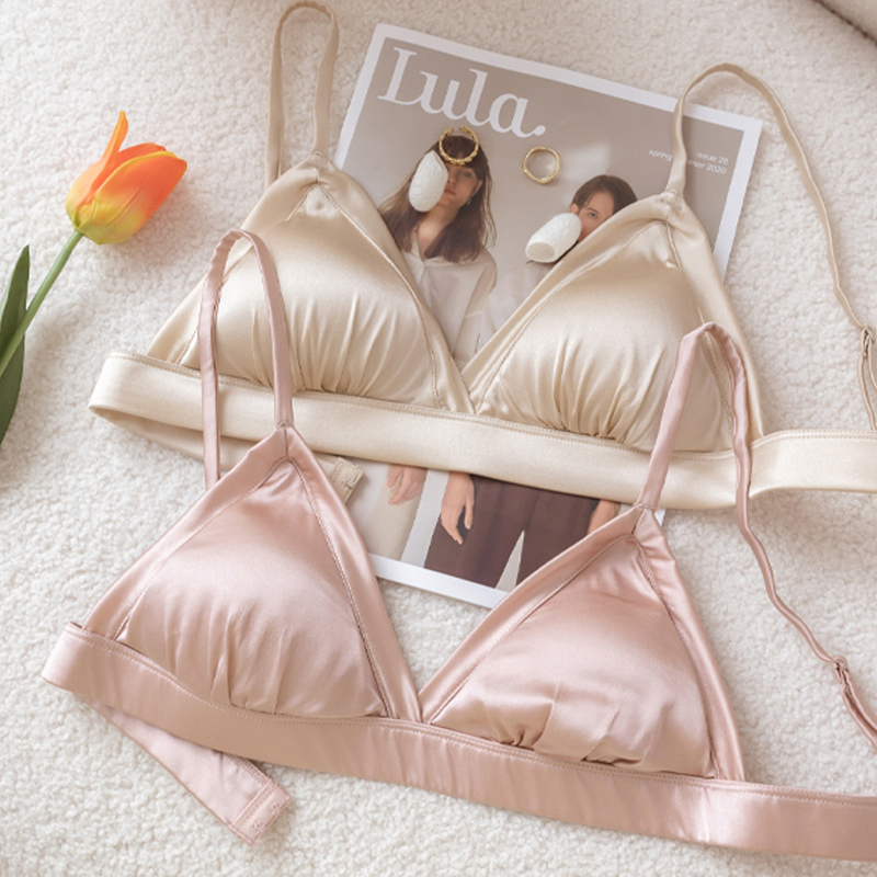 Sleep Bra Bralette - 女性用ブラレット 93.8% マルベリーシルクブラジャー ワイヤレス ワイヤーフリー アンダーワイヤーなし