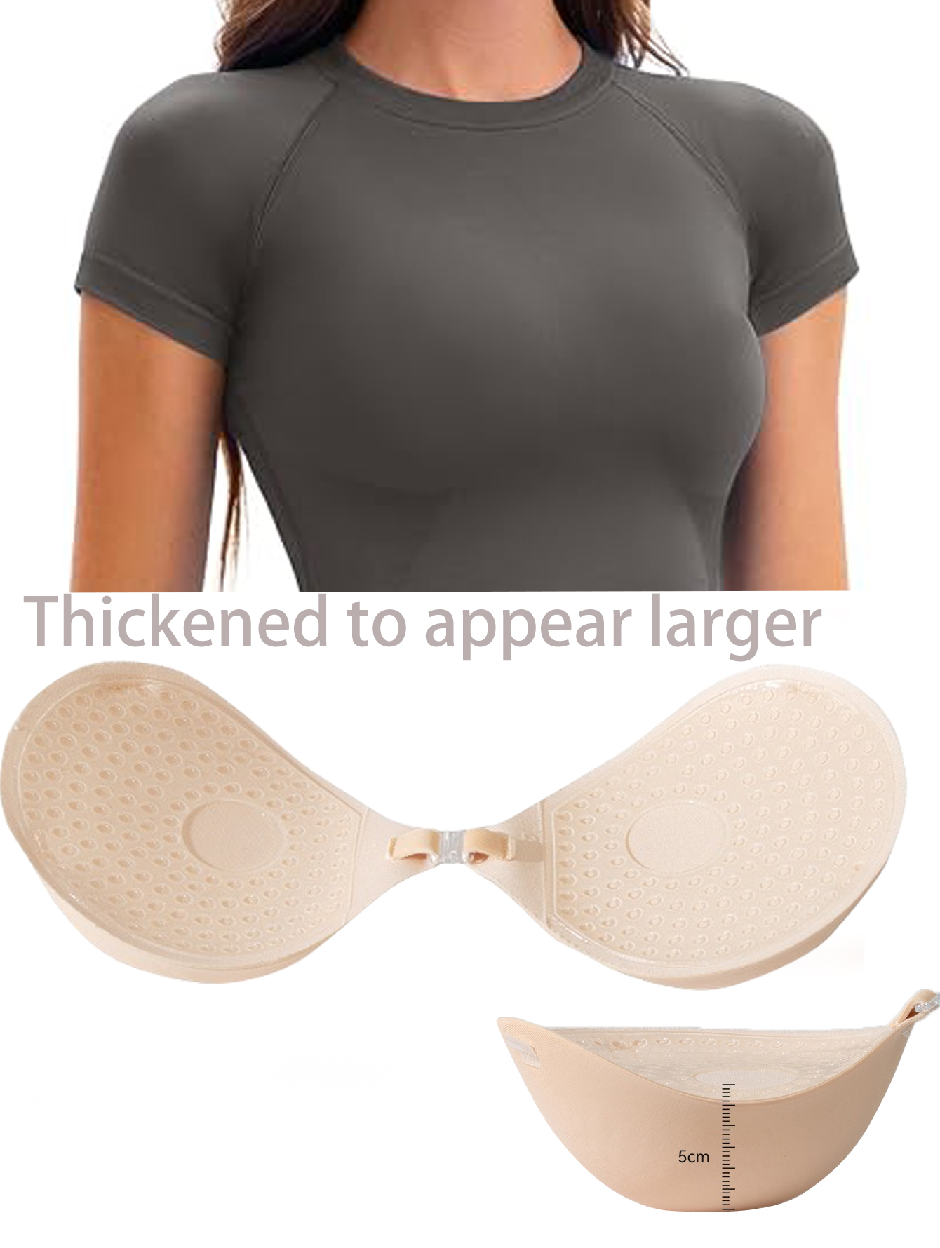 5CM厚の胸用ステッカー、見えないシリコンブラ、女性用ショル - Push Up Bra Silicone のレビューと価格