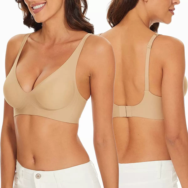 セクシーなシームレスゼリーブラ S-4XL 高品質女性用下着 - Plunge Bra Push Up のレビューと価格