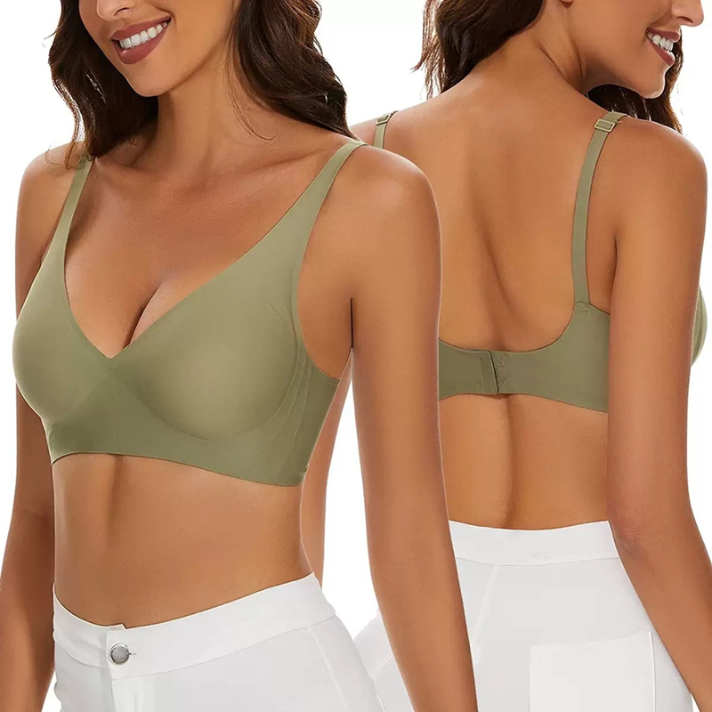 セクシーなシームレスゼリーブラ S-4XL 高品質女性用下着 - Plunge Bra Push Up のレビューと価格