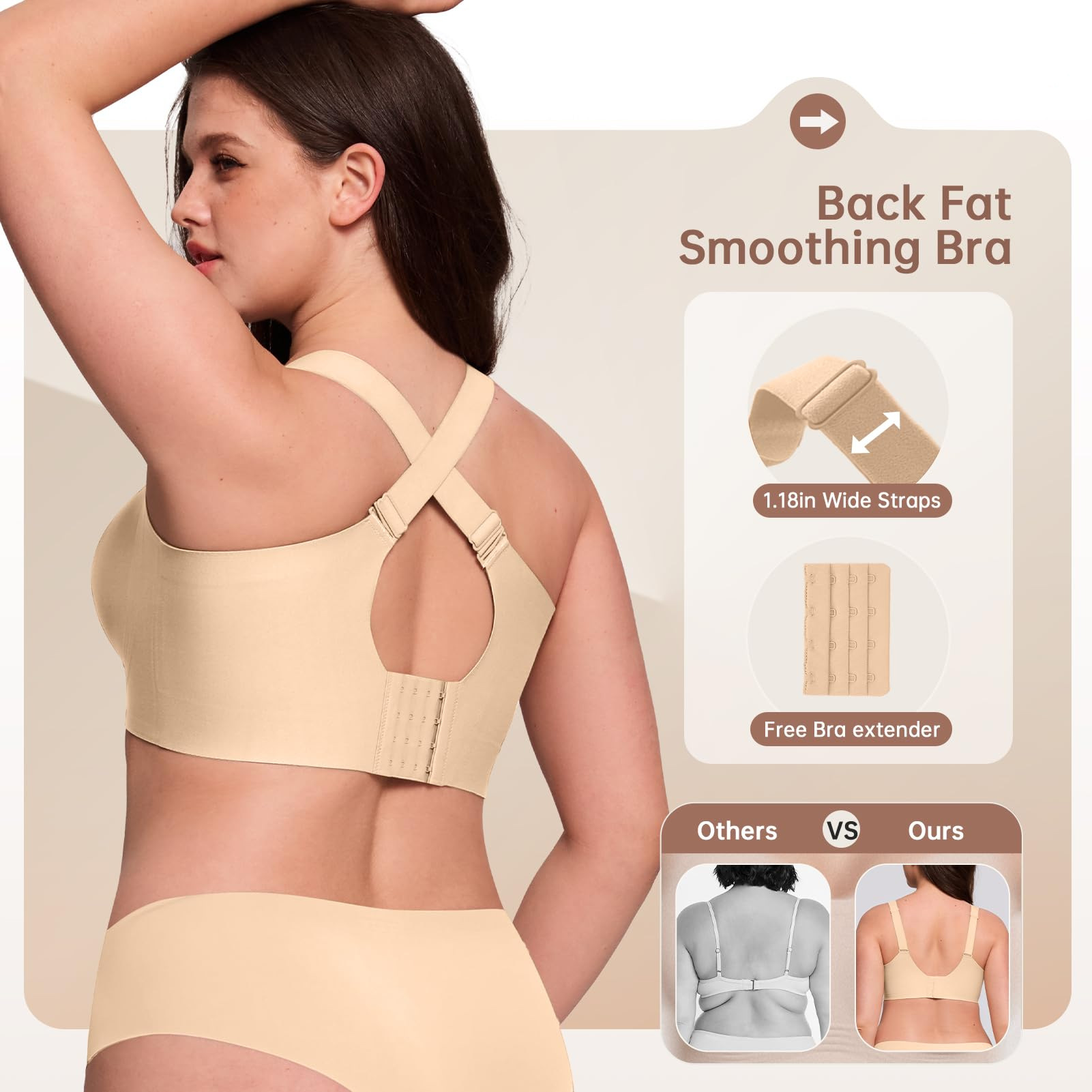 プラスサイズ ワイヤレスブラジャー 女性用 B-DDDカップ - Underwire Bra Padded のレビューと価格