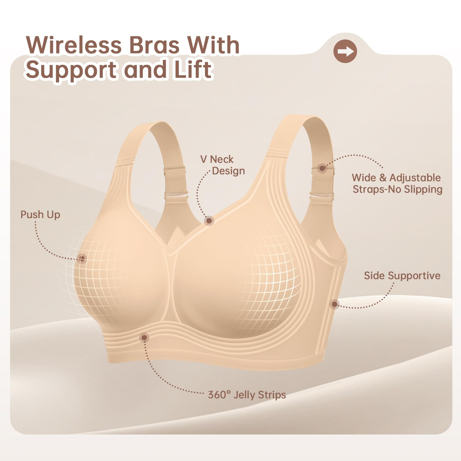 プラスサイズ ワイヤレスブラジャー 女性用 B-DDDカップ - Underwire Bra Padded のレビューと価格