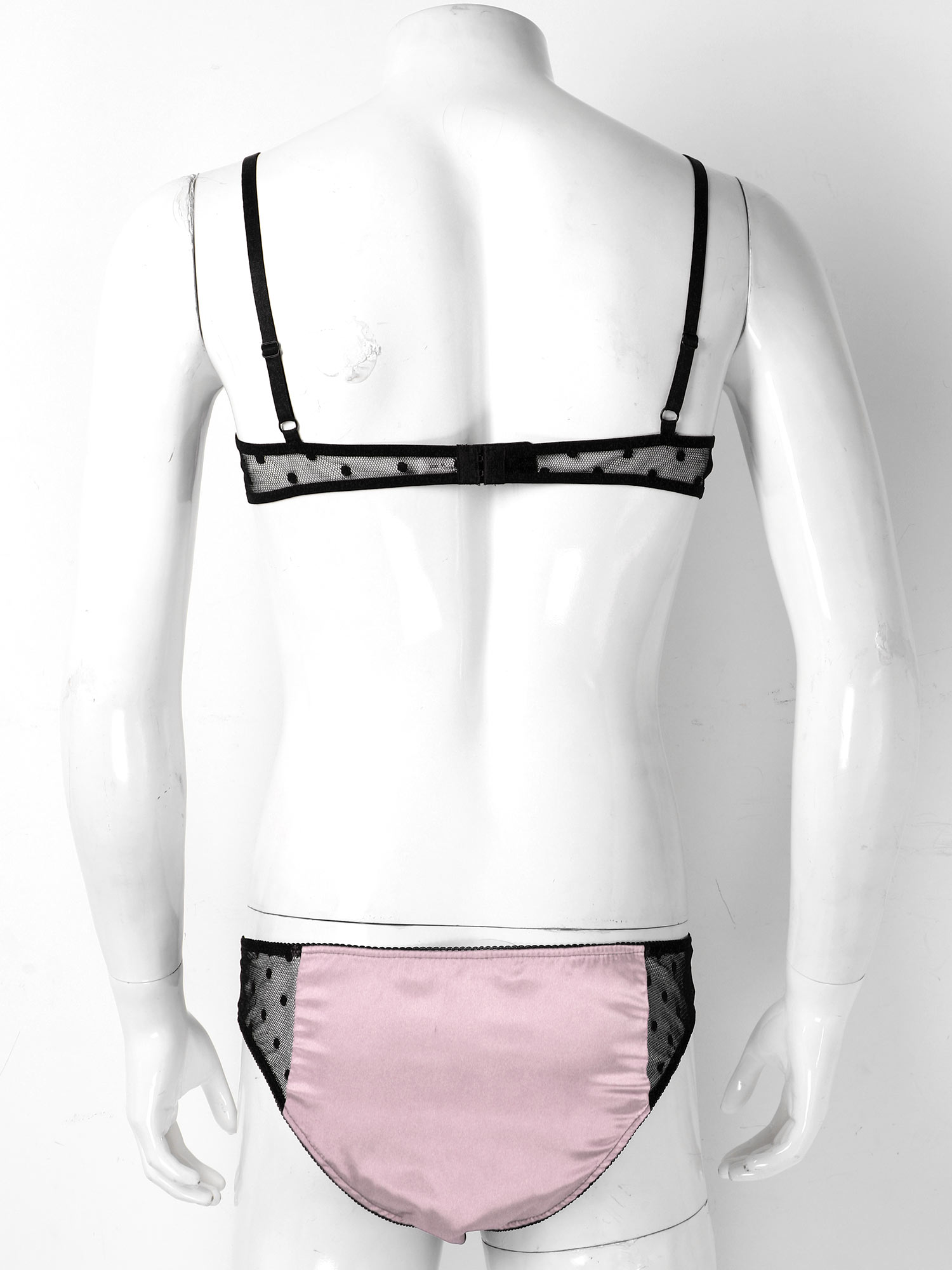 男性サテンランジェリースーツ弱虫ナイトウェア薄手のメッシュパ - Sheer Mesh Bra のレビューと価格