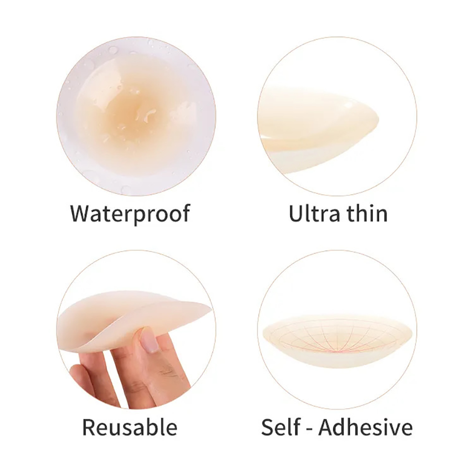 再利用可能なシリコン粘着ニップルカバー、見えないブラパッド、 - Strapless Bra Adhesive のレビューと価格