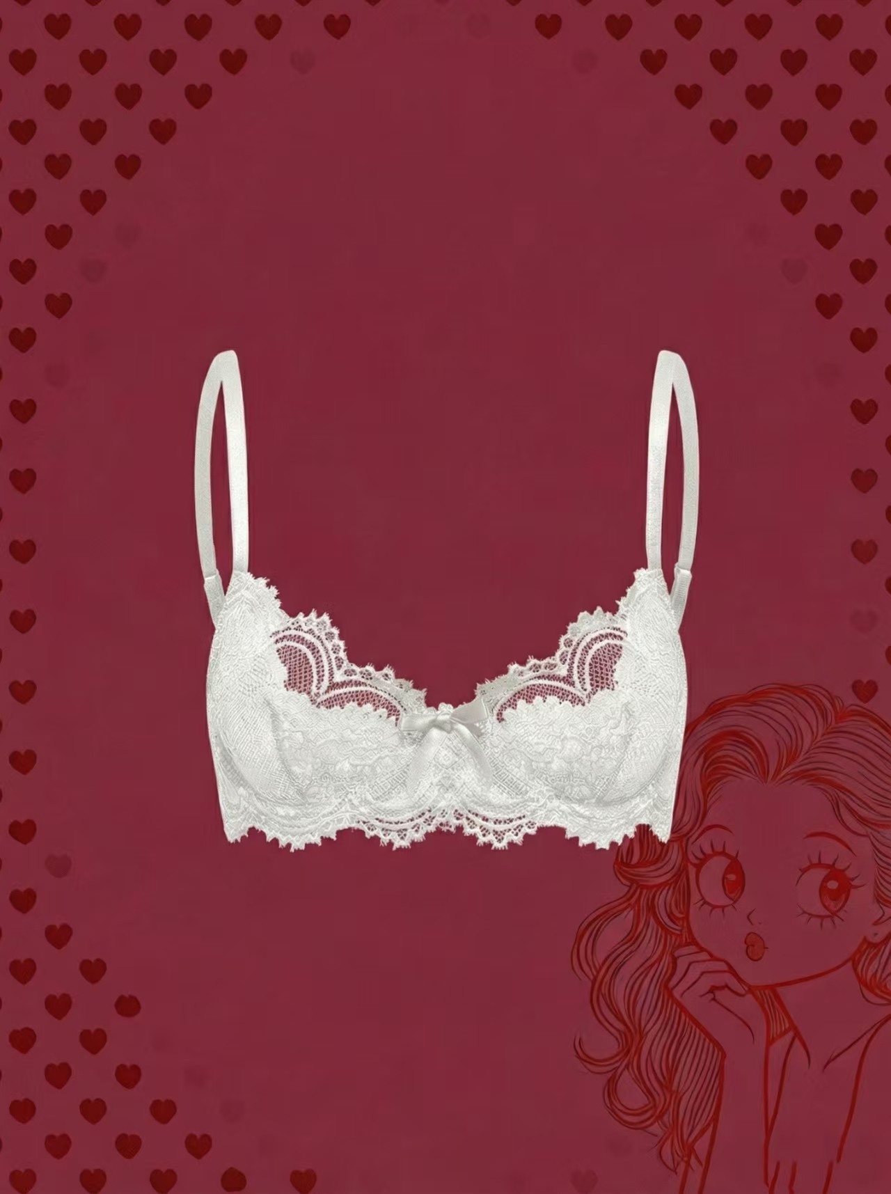 プラスサイズ女性用ブラジャー セクシーレースブラジャー おし - Plunge Bra Push Up のレビューと価格