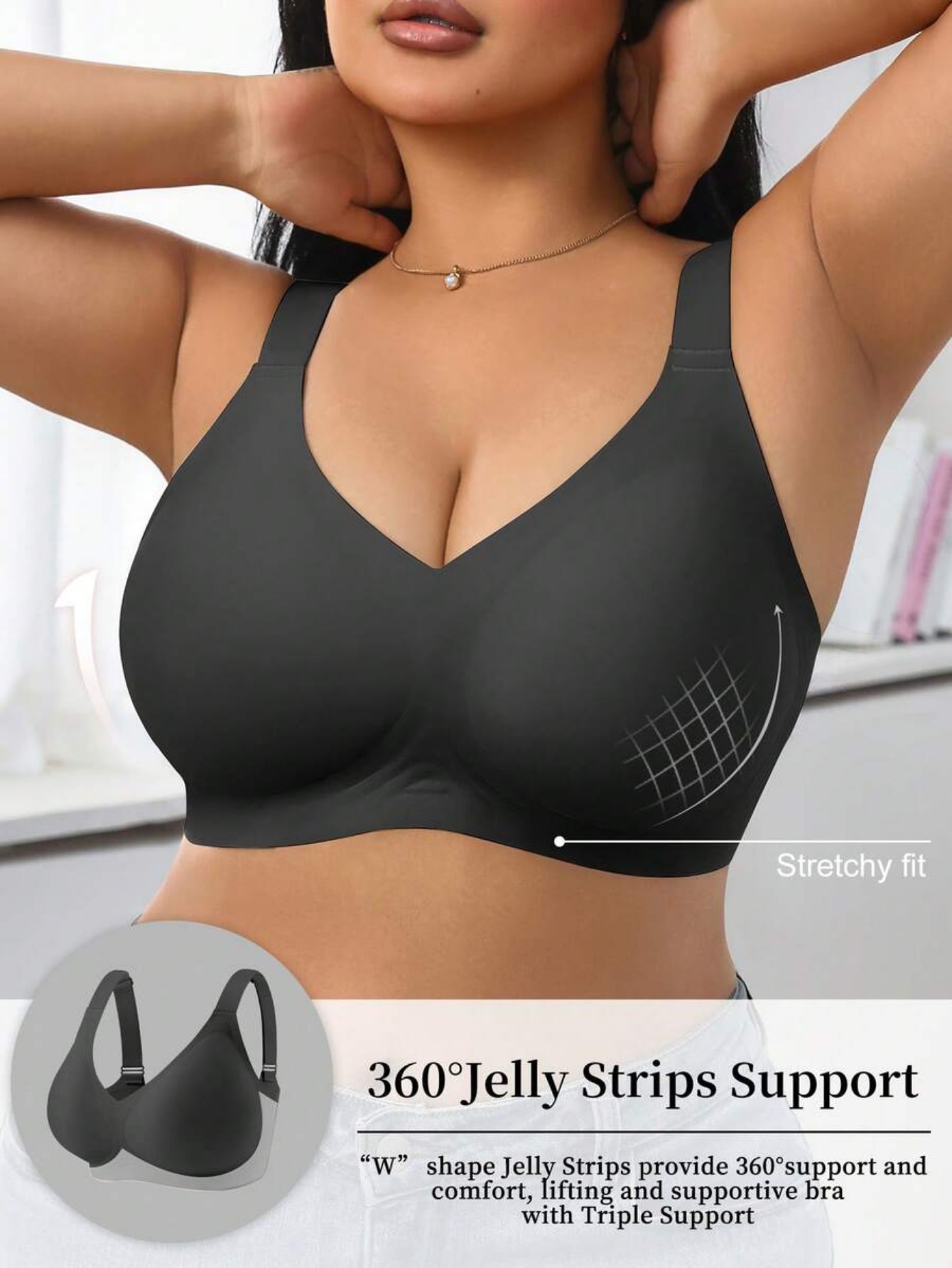 女性用ハイサポートスポーツブラ、ワイヤーフリーの植毛シリコン - Wirefree Bra Comfort のレビューと価格