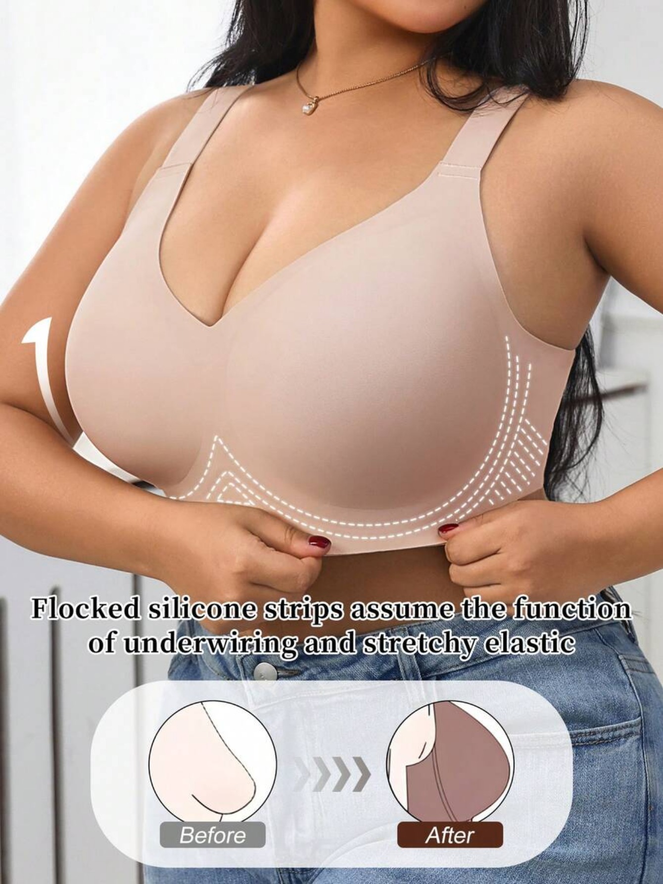 女性用ハイサポートスポーツブラ、ワイヤーフリーの植毛シリコン - Wirefree Bra Comfort のレビューと価格