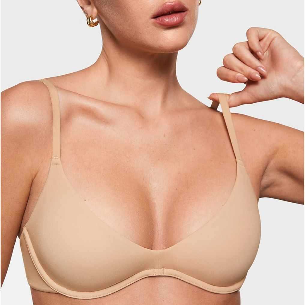 女性用ディープVノンパッドシームレスワイヤーフリーブラ、快適 - Wirefree Bra Comfort のレビューと価格