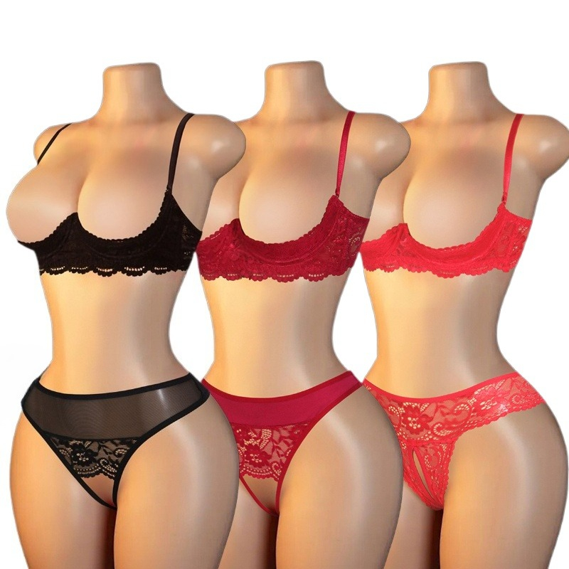 セクシーな女性用レースカットアウトランジェリーセット、いたず - Lace Bralette Set のレビューと価格