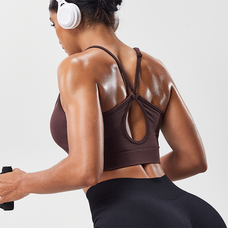 女性用ホローバック調節可能ストラップスポーツブラ通気性メッシ - Sports Bra Racerback のレビューと価格