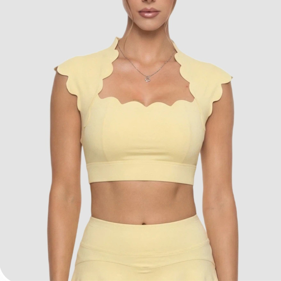 パッド入りウェーブデザインレディーススポーツベストヨガブラタ - Sports Bra Racerback のレビューと価格