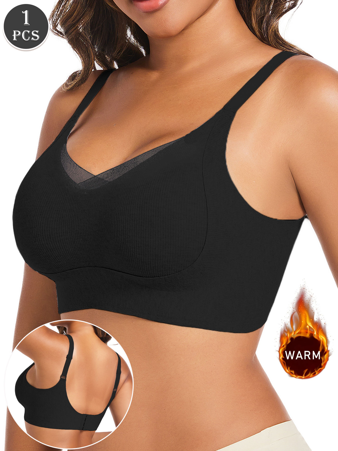 1pc レディース カジュアル ブラック プッシュアップブラ - Underwire Bra Padded のレビューと価格