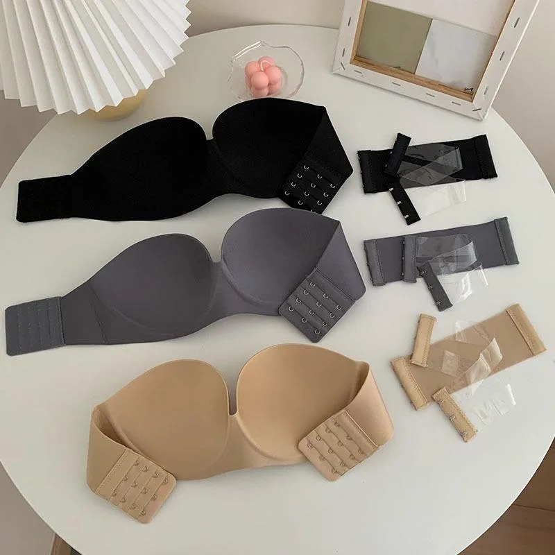 女性のセクシーなストラップレスプッシュアップパッド入りブラジ - Underwire Bra Padded のレビューと価格