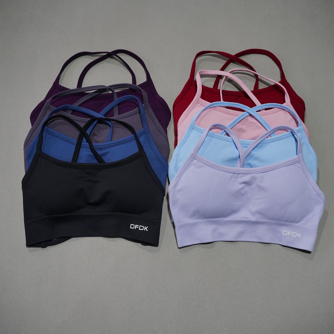 DFDK リブ編みシームレスクロスバックヨガブラ女性用ワイヤ - Underwire Bra Padded のレビューと価格