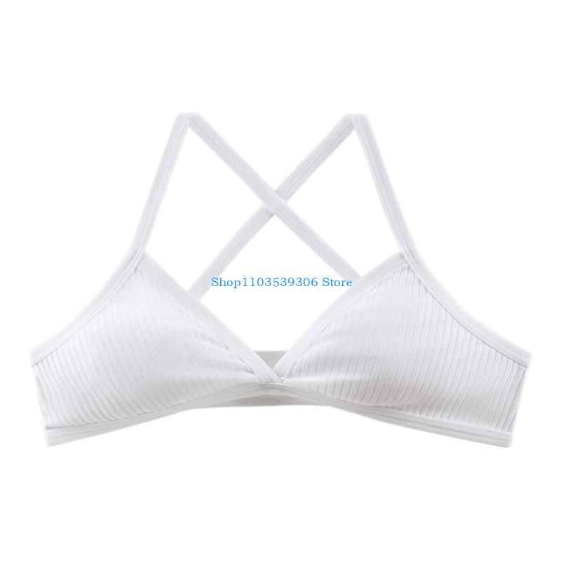 400A 女性通気性リブ綿ノンワイヤースポーツブラ十字バック - Cotton Bra Everyday のレビューと価格