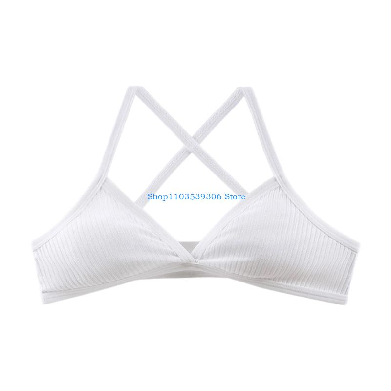 400A 女性通気性リブ綿ノンワイヤースポーツブラ十字バック - Cotton Bra Everyday のレビューと価格